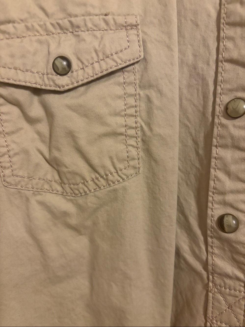 SONOMA Long Sleeve Button-Front Beige Utility Type Dress XL Pearl Snaps - Picture 3 of 7